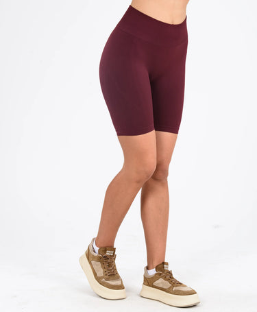 Toparlayıcı Seamless Spor Şort Tayt - Form Şort #renk_bordo