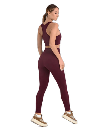 Vita Seamless Kadın Spor Takım Toparlayıcı Tayt Ve Büstiyer Set #renk_bordo